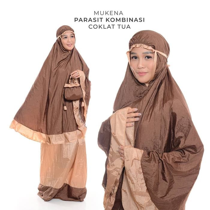 Promo Baru MUKENA PARASIT KOMBINASI COKLAT TUA