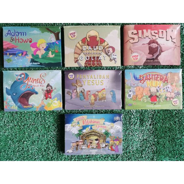 Seri alkitab satuan . Daud / simson pop up/ penyaliban / adam hawa / yunus /kelahiran Yesus