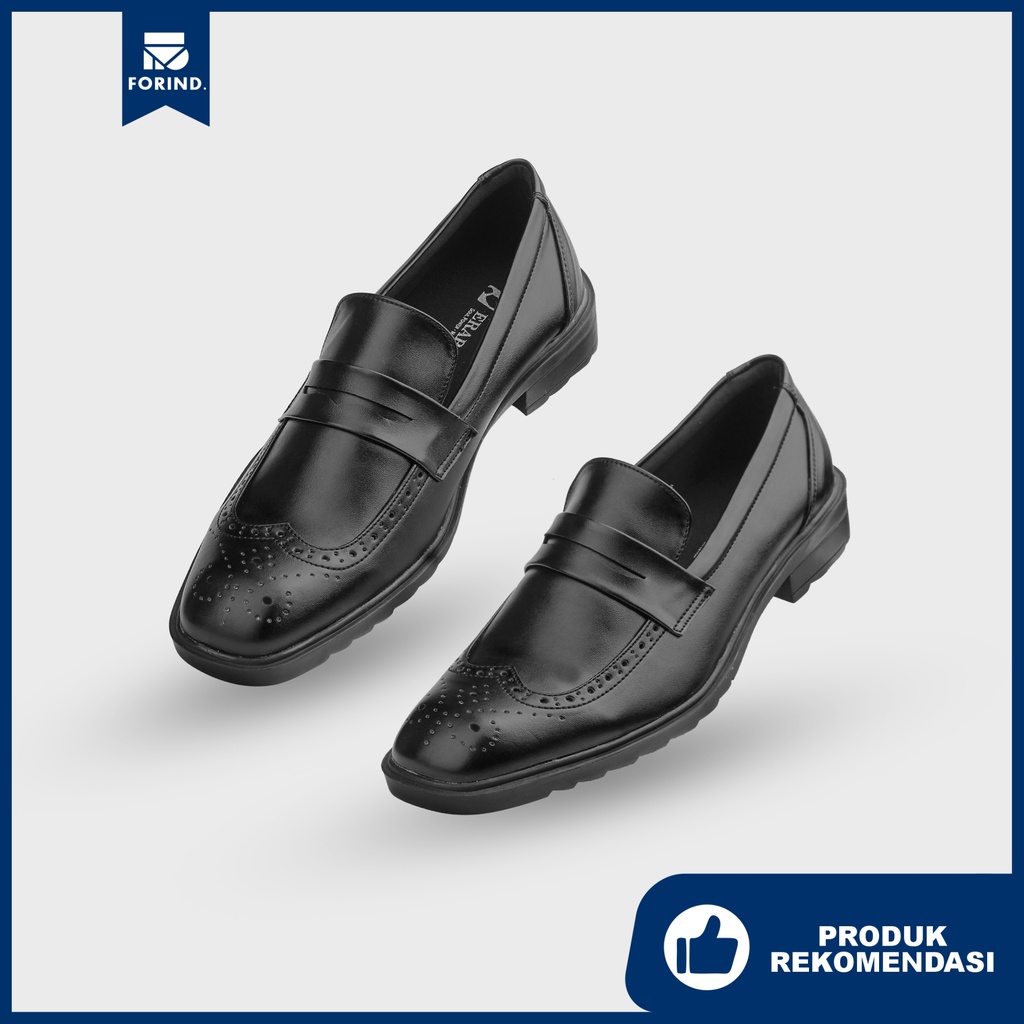 Elanor Black | Sepatu Loafers Hitam Tanpa Tali Pria Casual Kerja Formal Kantor Original Laki | FORIND x Erabor