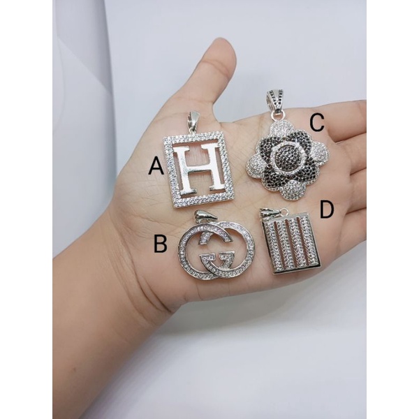 liontin fashion import perhiasan perak 925 asli lapis emas model variasi mp + mt hitam silver925