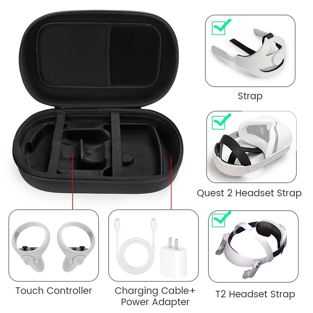 Tas Penyimpanan Kacamata VR Oculus Quest 2 Portable Bahan EVA Untuk Travel