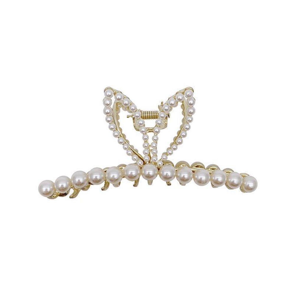 DYRUIDOJ Pearl Hair Claw Shark Clip Korea Perempuan Mandi Telinga Kelinci Alloy Wanita Hair Clips