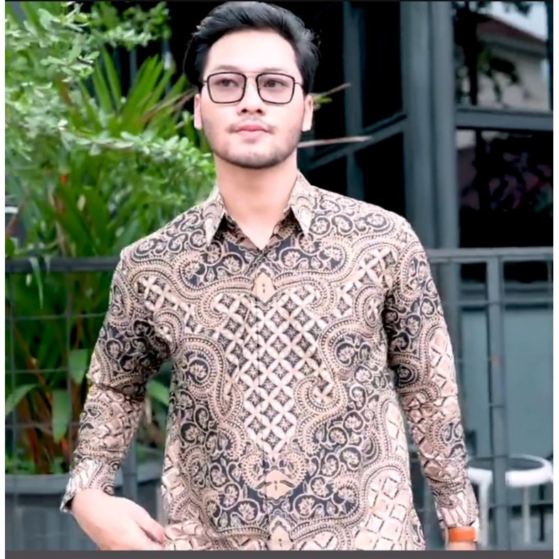 Kemeja Batik SOGAN Lengan Panjang Slimfit Berkualitas Bahan Katun Halus Full Furing / baju batik kerja modern / atasan batik pria