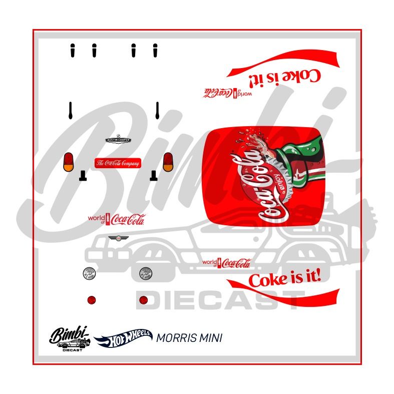 Decal coca cola morris mini custom diecast hotwheels