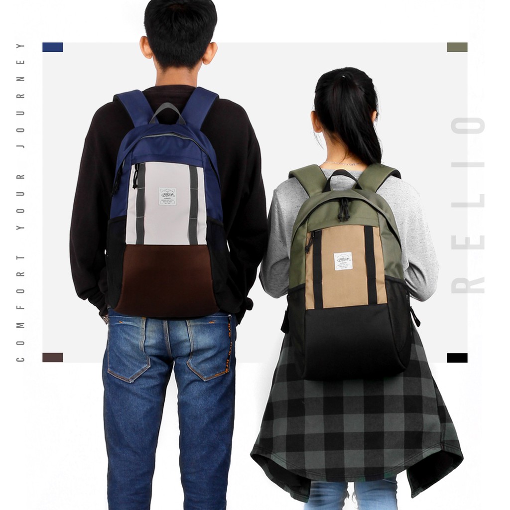 Tas Ransel Wanita Stylish Backpack Warna Olive - Blesco Relio Tas Kuliah Casual Dan Trendy