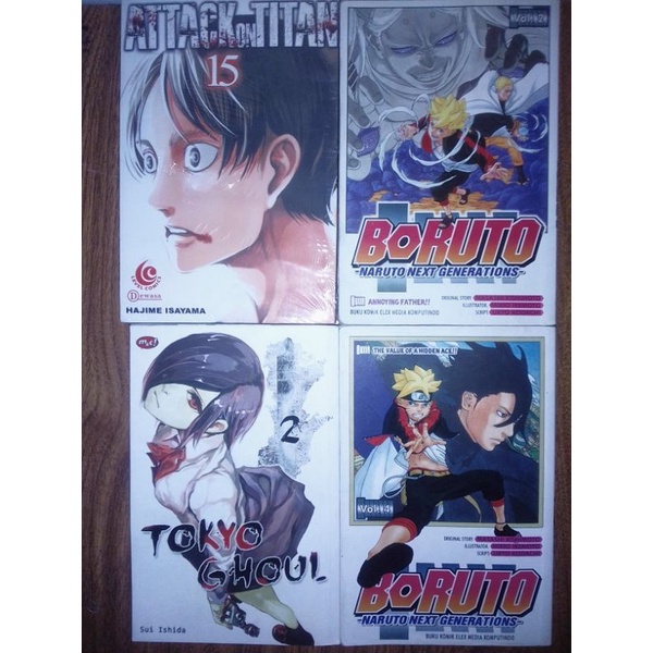 Komik attack on titan, boruto, tokyo ghoul, +novel tok