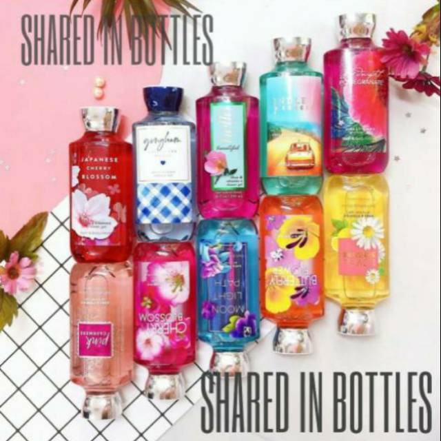 BBW SHOWER GEL FOAM BATH SHARE IN BOTTLE 30 ML PART 1/2 pure wonder rose dahlia in the stars into the night warm vanilla sugar butterfly gingham vanilla bean noel winter candy apple a thousand wishes rose water ivy dark kiss forever red magic in the air