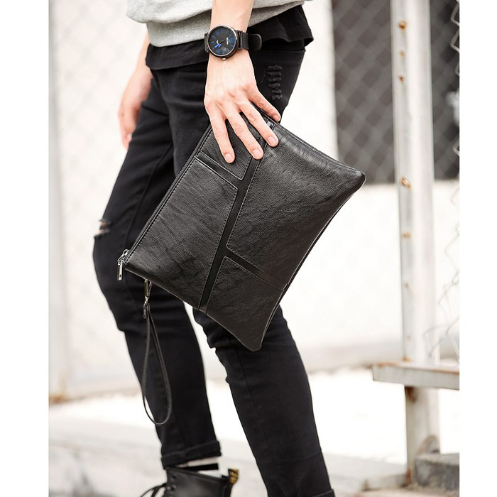 Tas Tangan Pria Handbag Jinjing Pegang Pestaa Kulit Clutch Cowok Hand Bag Bawa Terbaru Import Impor