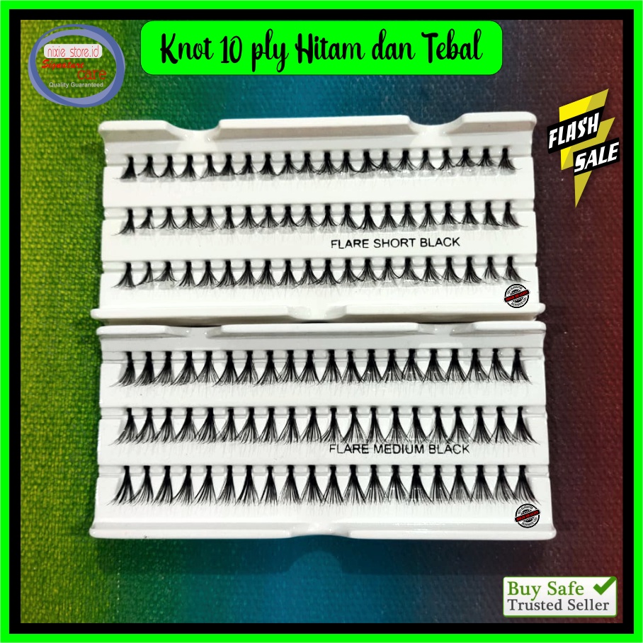 Bulu Mata EXTENSION KNOT Bulumata Tanam Eyelash Extension EXTRA TEBAL LENTIK HITAM Flare 60 HELAI