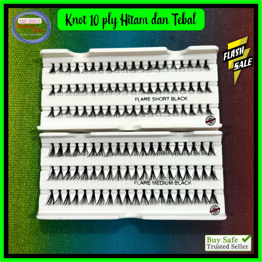 Bulu Mata EXTENSION KNOT Bulumata Tanam Eyelash Extension EXTRA TEBAL LENTIK HITAM Flare 60 HELAI