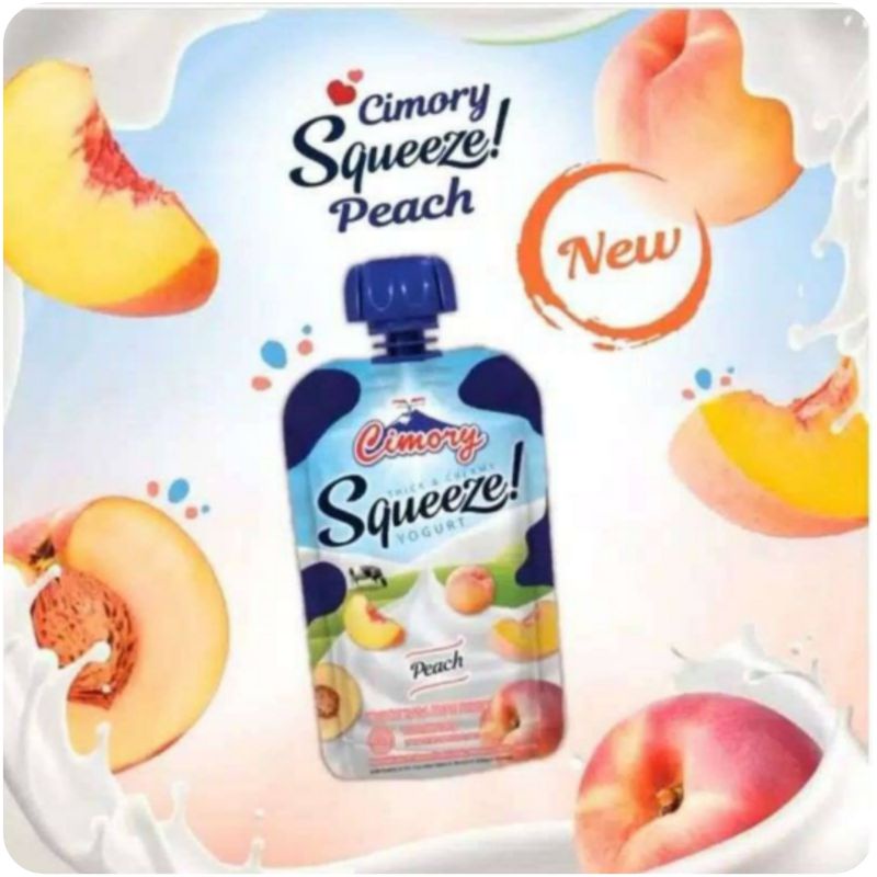 Cimory Squeeze yogurt peach 120gr 1 dus isi 24pcs