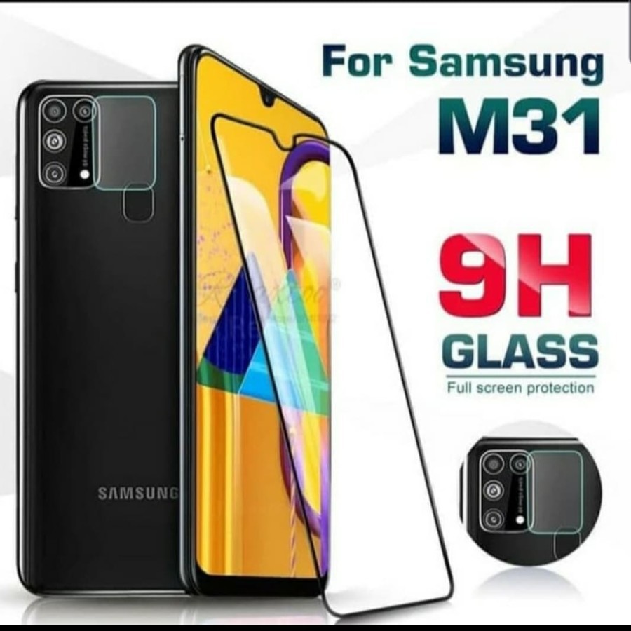 Tempered Glass 9D SAMSUNG M31 + Tg Lensa Camera 2in1