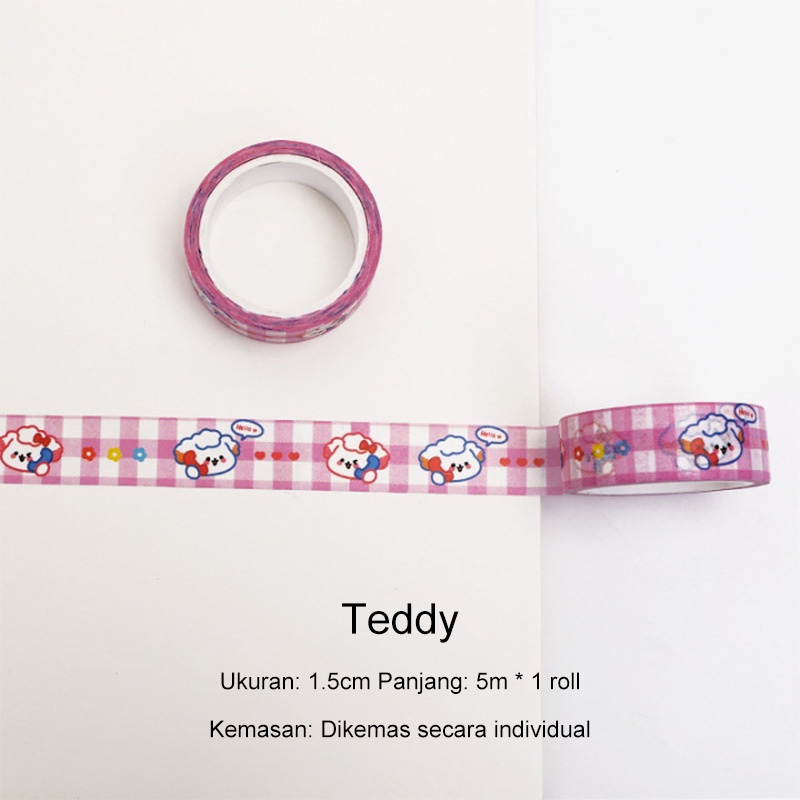 COD✨Washi Tape Motif 5 Meter/ 1Roll Korea Lucu Party Masking Tape Diary Scarpbooking DIY Decoration Fashion Murah Ready Stock