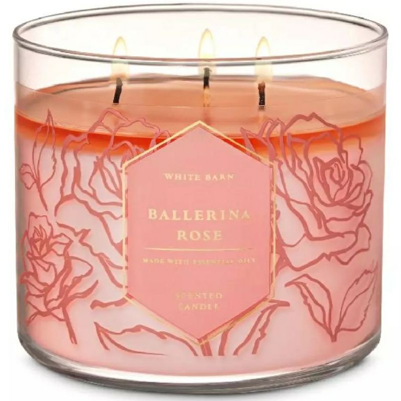 BATH &amp; BODY WORKS BBW BALLERINA ROSE  3-WICK SCENTED CANDLE 411 G LILIN WANGI 3 SUMBU UKURAN BESAR PENGHARUM RUANGAN