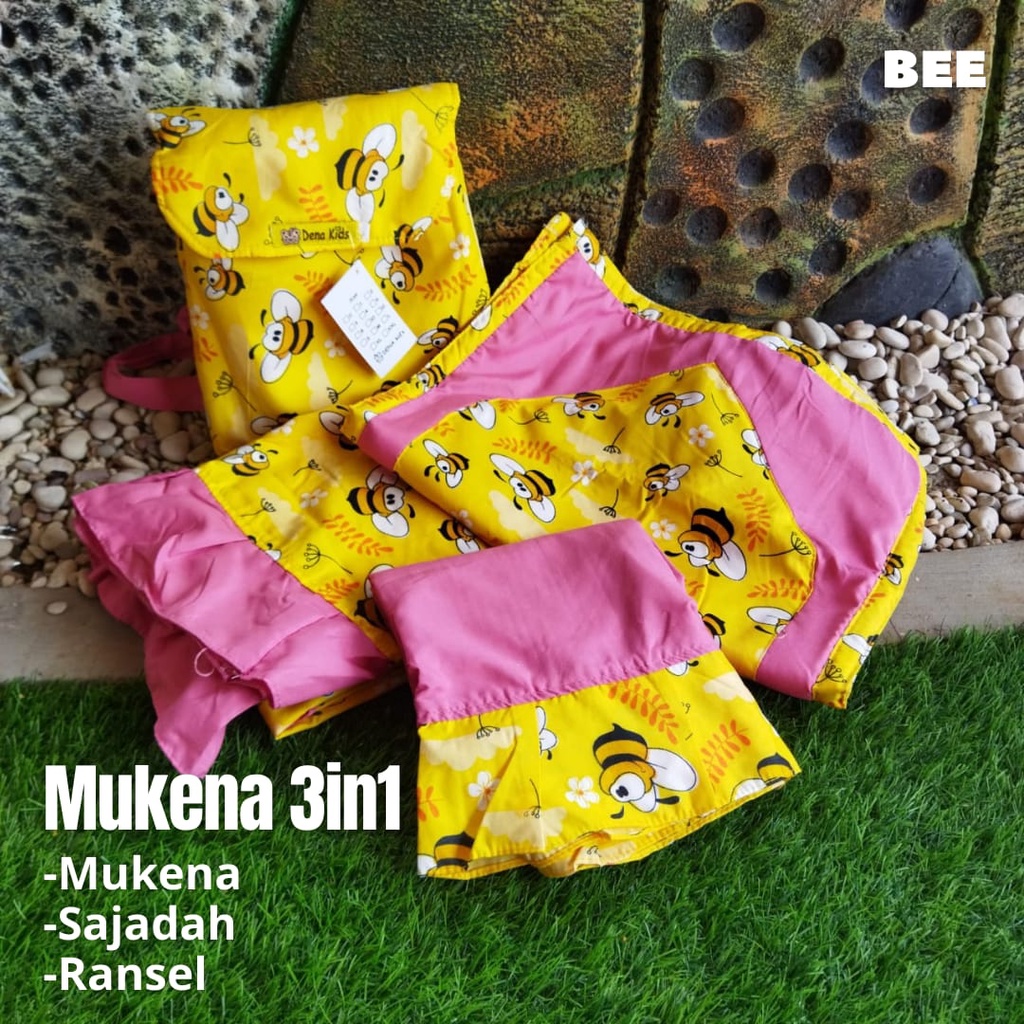 Mukena Anak 3 IN 1 Ada Sajadah Dan Ransel Usia 3 4 5 6 7 8 Tahun Bahan Katun Clodia Motif Kartun-8