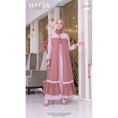 Gamis Outer Premium Hagia Set  y Afas Hijab|Gamis Set Outer Navy|Set Outer Terbaru 2022|Setelan Gami