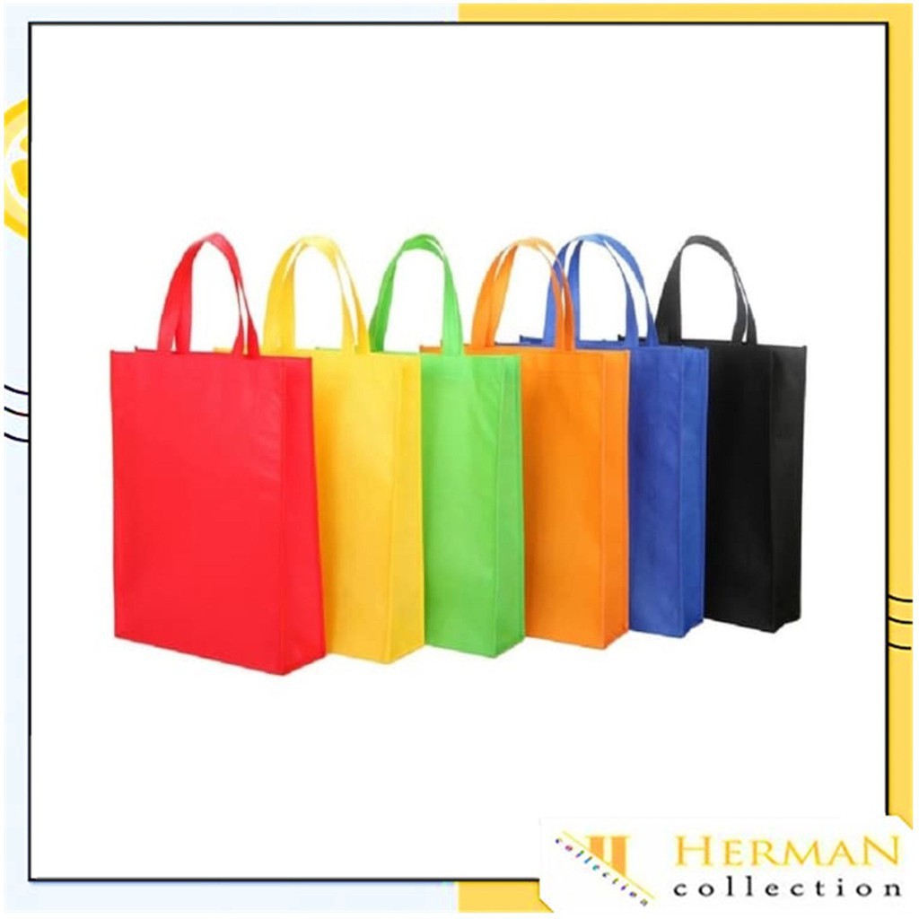 

HC TOTE BAG UKURAN BESAR 38x45x11 SPUNBOND / Goodie Bag Polos Tas Souvenir