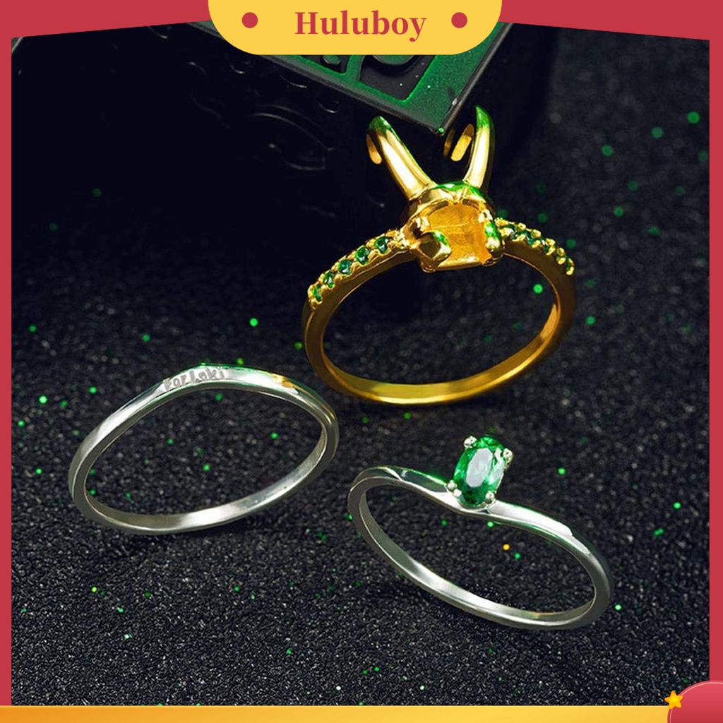 Hu Hu Hu Hu Hu Alat Bantu Pasang Kacamata♡ 3 Pcs / Set Cincin 3 In 1 Bentuk Helm Dapat Dilepas Bahan Cubic Zirconia Warna Hijau Untuk Unisex