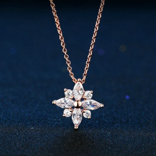 Kalung Gold Plated Lapis Emas Import Korea Kualitas Premium KGP007 Bunga Diamond
