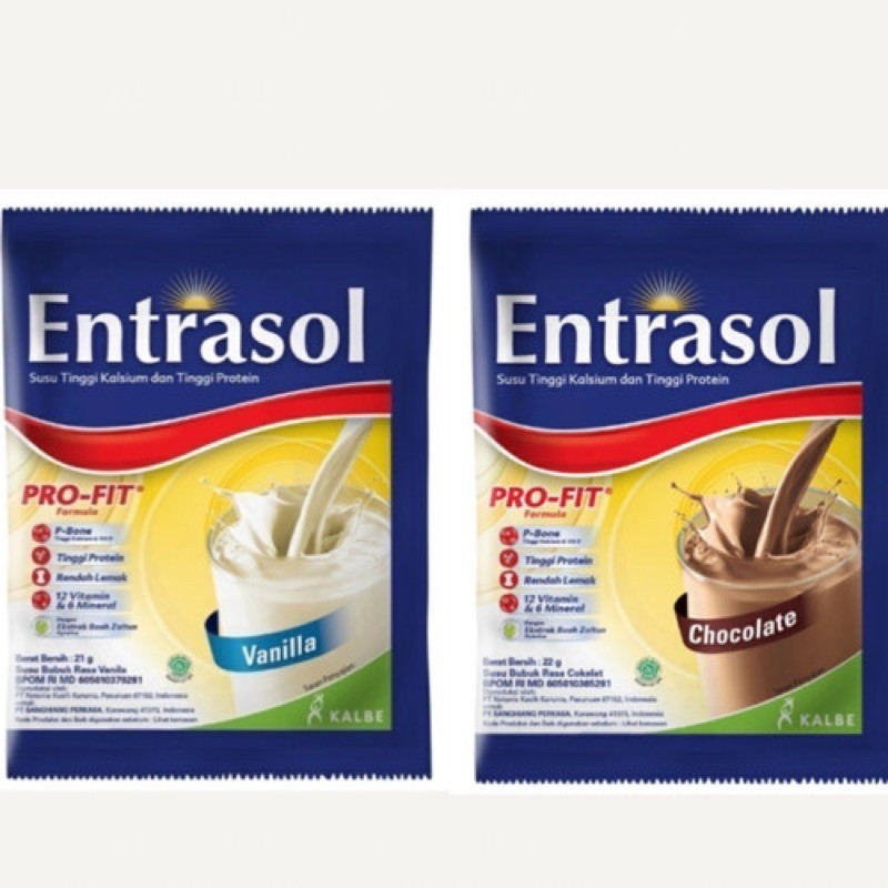 

Entrasol Susu Tinggi Kalsium Sachet SATUAN 22 gram Vanila/Coklat