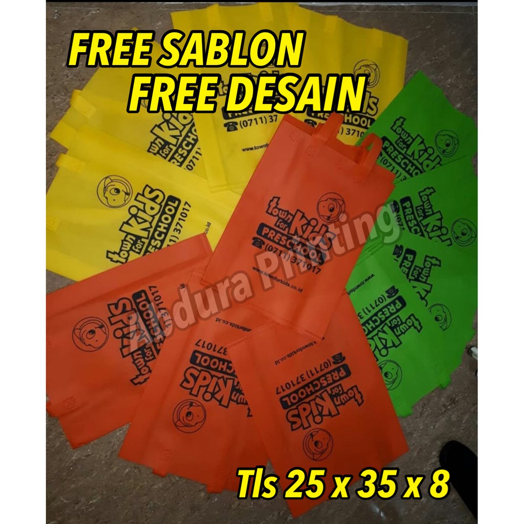 Free Sablon Tas Spunbond 25 x 35 x 8 Goodie Bag Souvenir