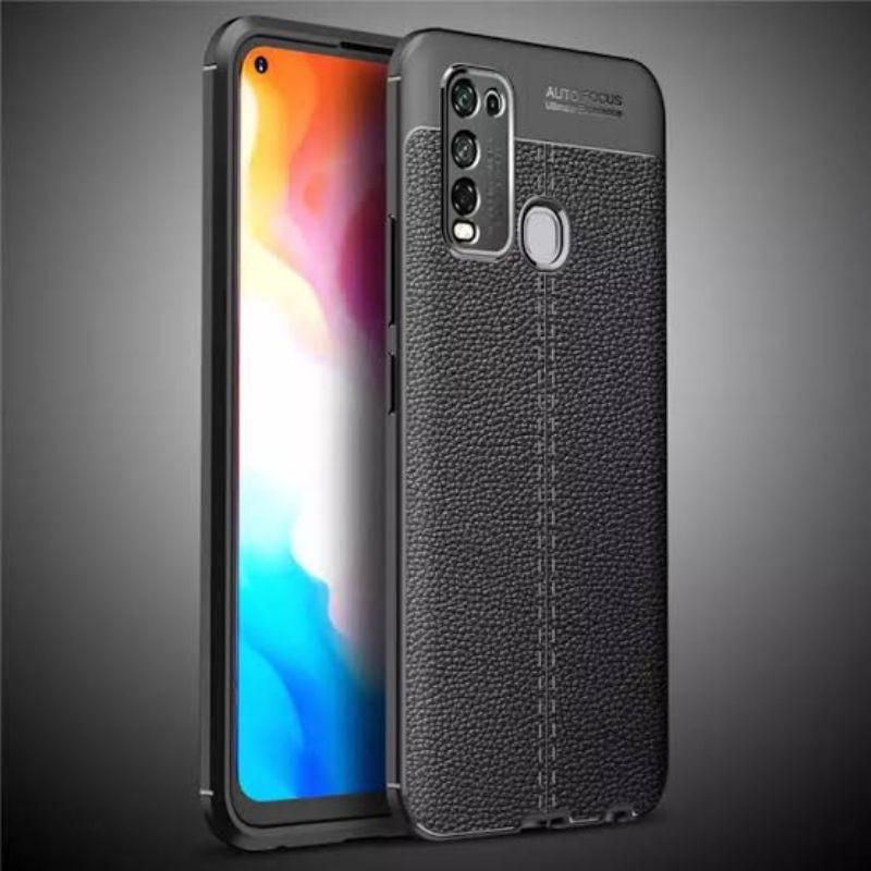 [COD] SOFT CASE AUTO FOCUS VIVO Y11/Y30/Y50/X50/X50 Pro BLACK LEATHER CASE - hitam