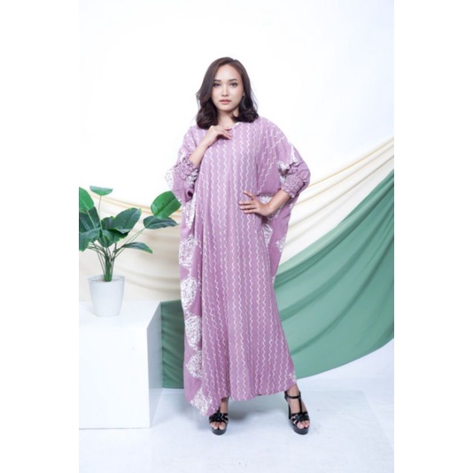 Burgundy Kaftan Batik Modern Metasha Green Pine Kaftan Size Jombo XXXXL Motif Cap Encim Warna Soft B