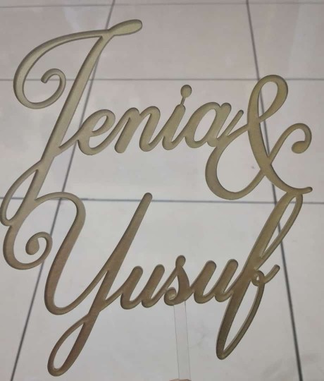Wedding Couple Name / Nama Pasangan Pernikahan Custom Cake Topper