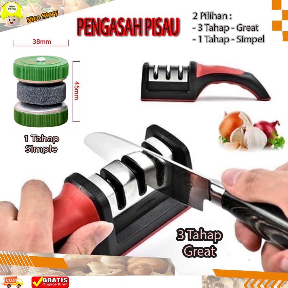 (NCS) Alat Pengasah Pisau Asah Asahan Gunting Dapur 3 Kepala Garis swift sharp Knife Sharpener 3 in 1