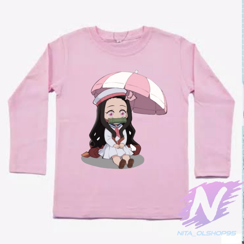 KAOS NEZUKO CHIBI BAJU KAOS ANAK LENGAN PANJANG ANIME DEMON SLAYER TERBARU