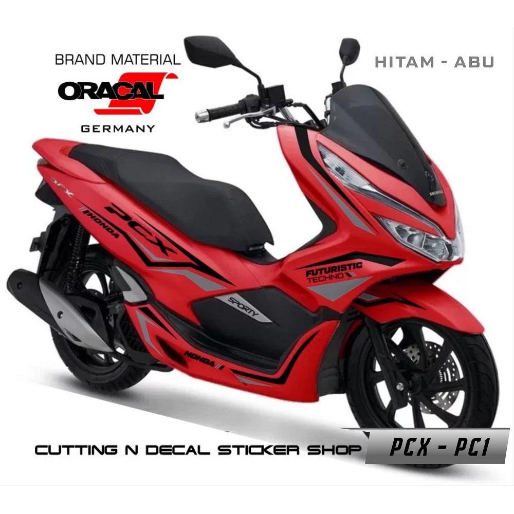 Jual Sticker Motor Honda PCX - Sticker Cutting PCX Hitam Abu ( Motor