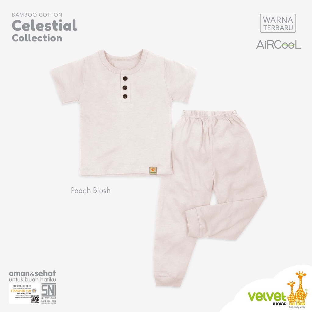 Baju Bayi Piyama Anak Setelan Pendek Celana Panjang Kancing Dada 9 Bulan 1-6 Tahun Velvet Junior Aircool Celestial Series