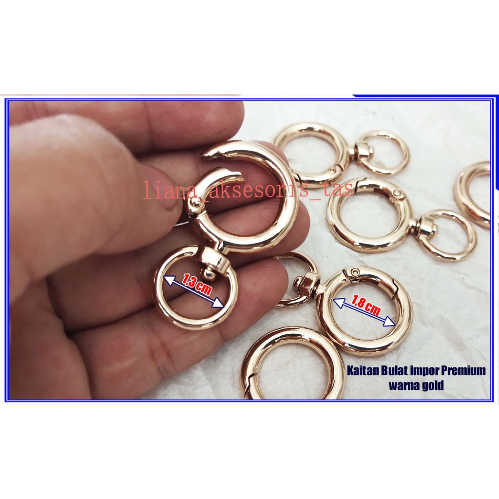 -AKSESORIS TAS FASHION WANITA RING KAITAN TAS BUKA TUTUP TEBAL UKURAN 1,3 CM IMPOR PREMIUM WARNA GOL