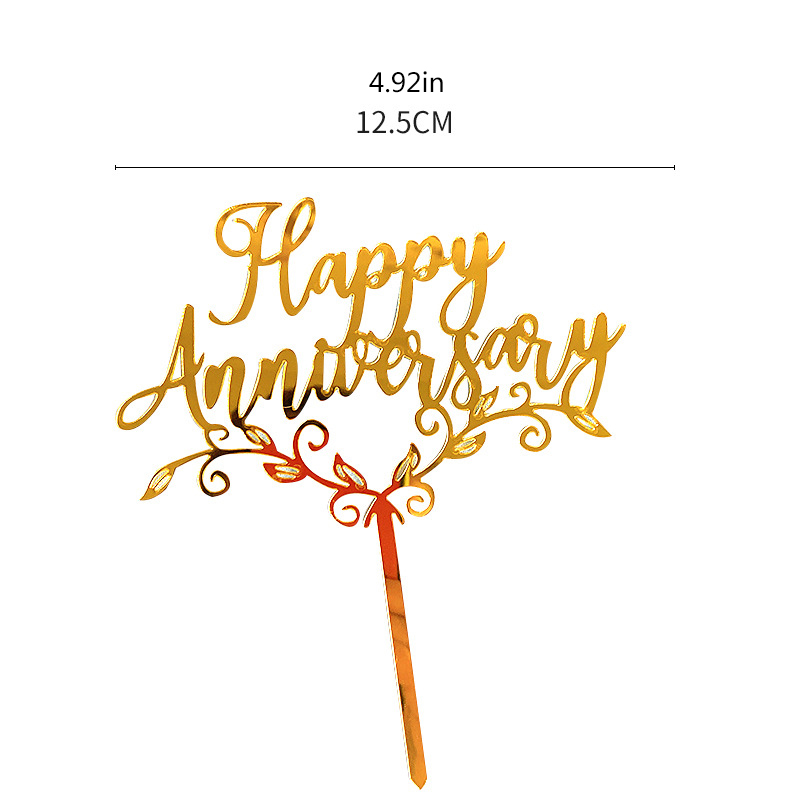 Creative Happy Anniversary Acrylic Cake Topper Wedding Anniversary Party Cake Decoration