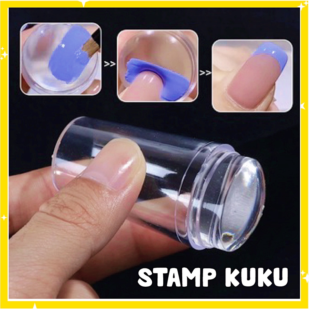 Stempel Kuku Nail Art Stamp Mini Transparan Jelly Scraper Desain DIY Silikon KU025