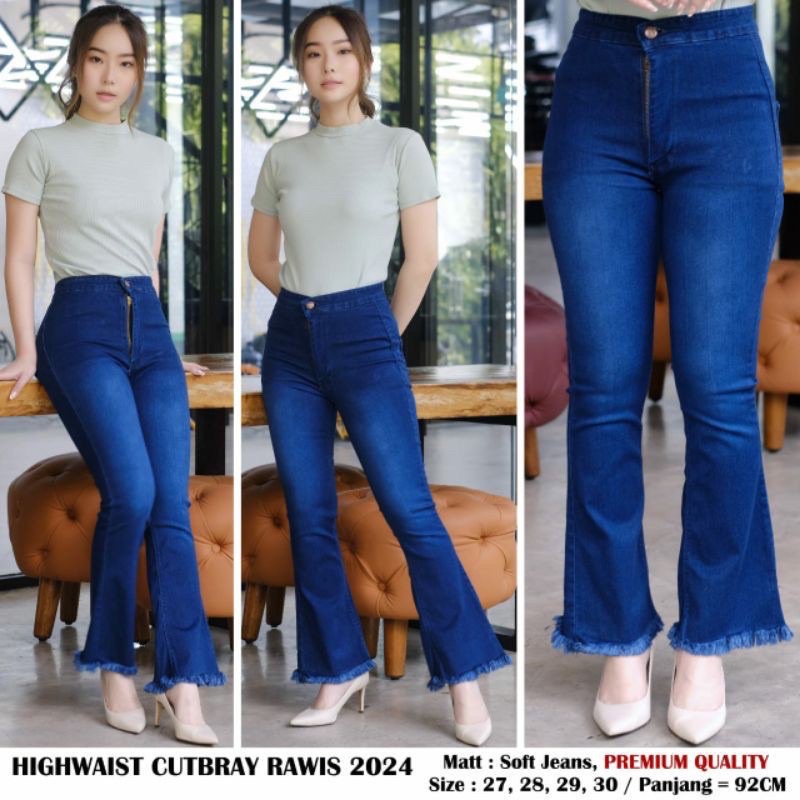 HIGH WAIST CUTBRAY JEANS WANITA-CELANA CUTBRAY JEANS PREMIUM