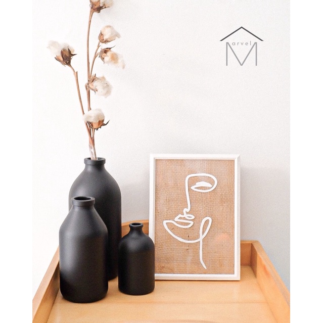 (SEDANG) VAS BUNGA VINTAGE VAS AESTHETIC VAS HITAM KACA ESTETIK BOTOL VAS NORDIC SCANDINAVIAN