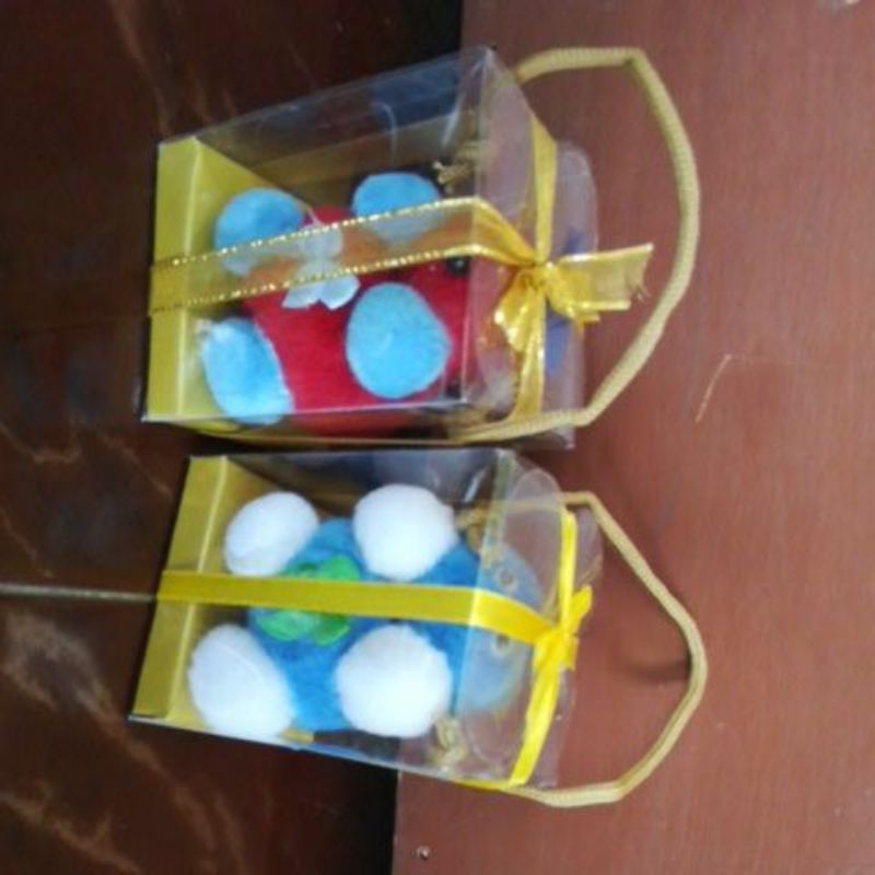 BONEKA CUTE MINI LUCU DALAM MIKA GANTUNG /GANTUNGAN KUNCI BONEKA KEMASAN MIKA - KADO - SOUVENIR-2