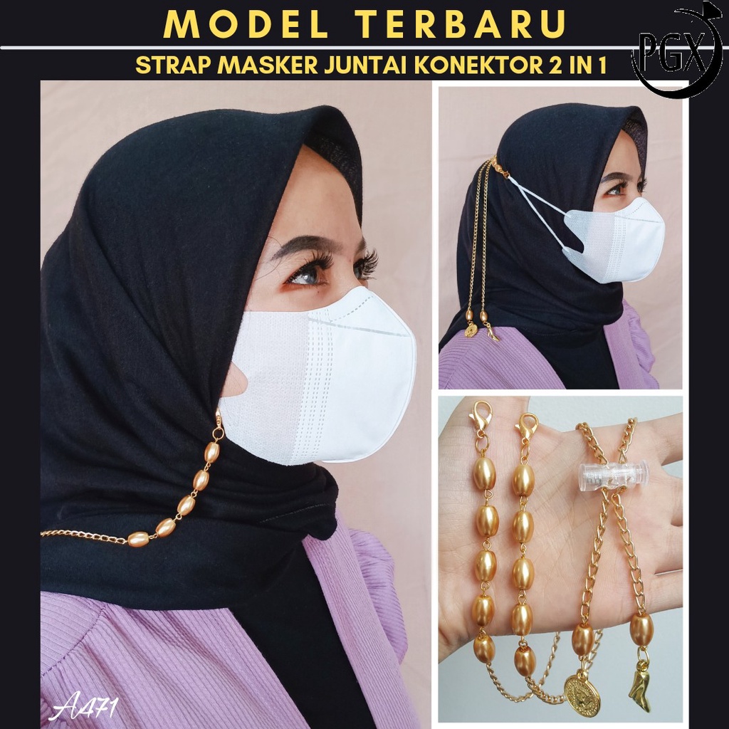 PGX Strap Masker 2in1 Juntai Mutiara Tali Rantai Aksesoris Fashion Korea Terbaru A471