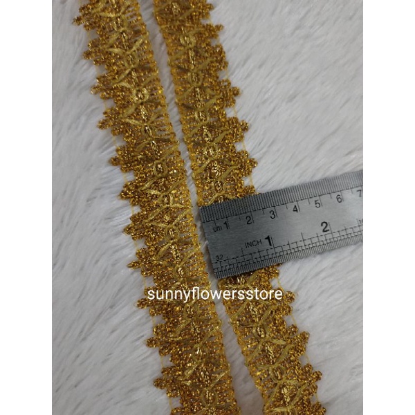 renda mahkota gold lebar 2,5 cm isi 17 yard