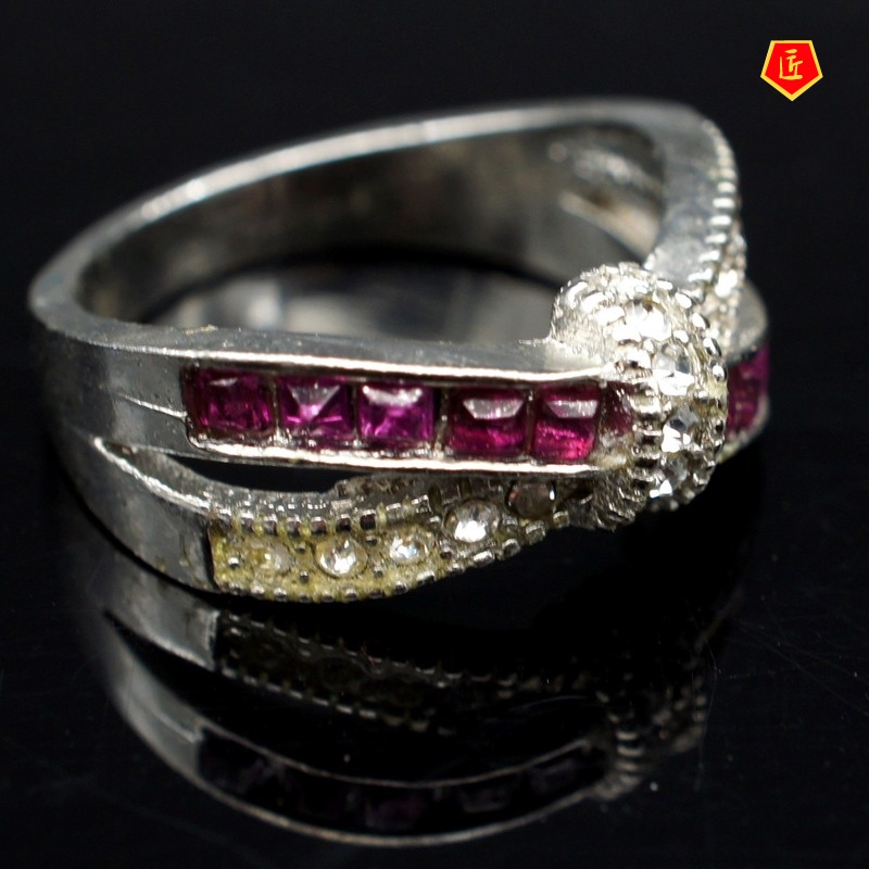 [Ready Stock]Fashion Amethyst Diamond-Studded Ring