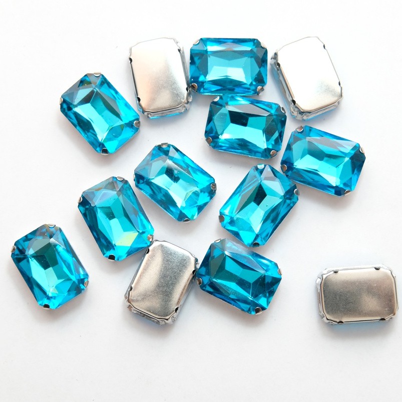 KRISTAL CANGKANG KOTAK AQUAMARINE 5pcs