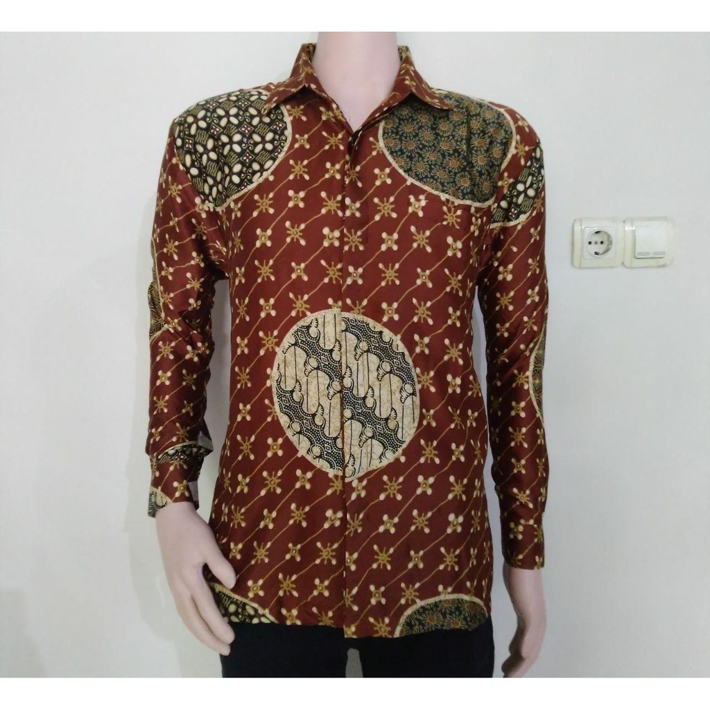 Kemeja batik semi sutra furing / baju pria / kemeja lengan panjang / baju lengan panjang /baju batik