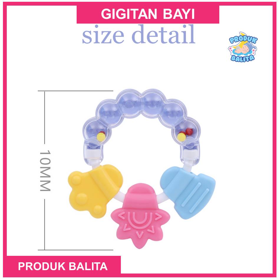 Teether Gigitan Bayi Kerincingan Bulat rattle genggam bayi Mainan Gigitan Bayi Bahan Silikon Murah