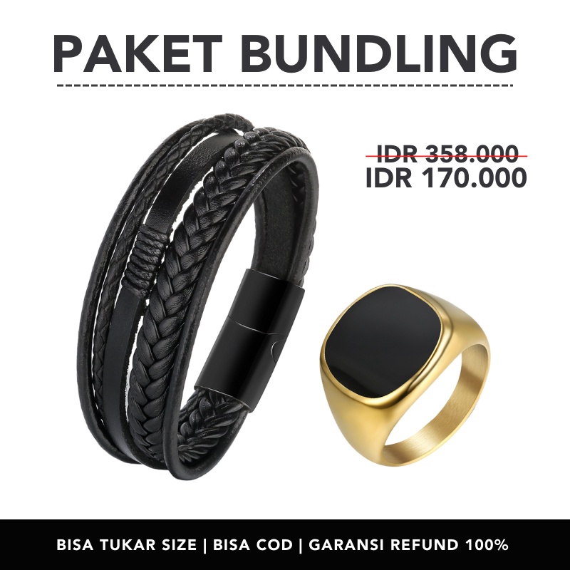 PAKET BUNDLING ! GELANG + CINCIN PREMIUM / Gelang ENZO + Cincin MAVRICK