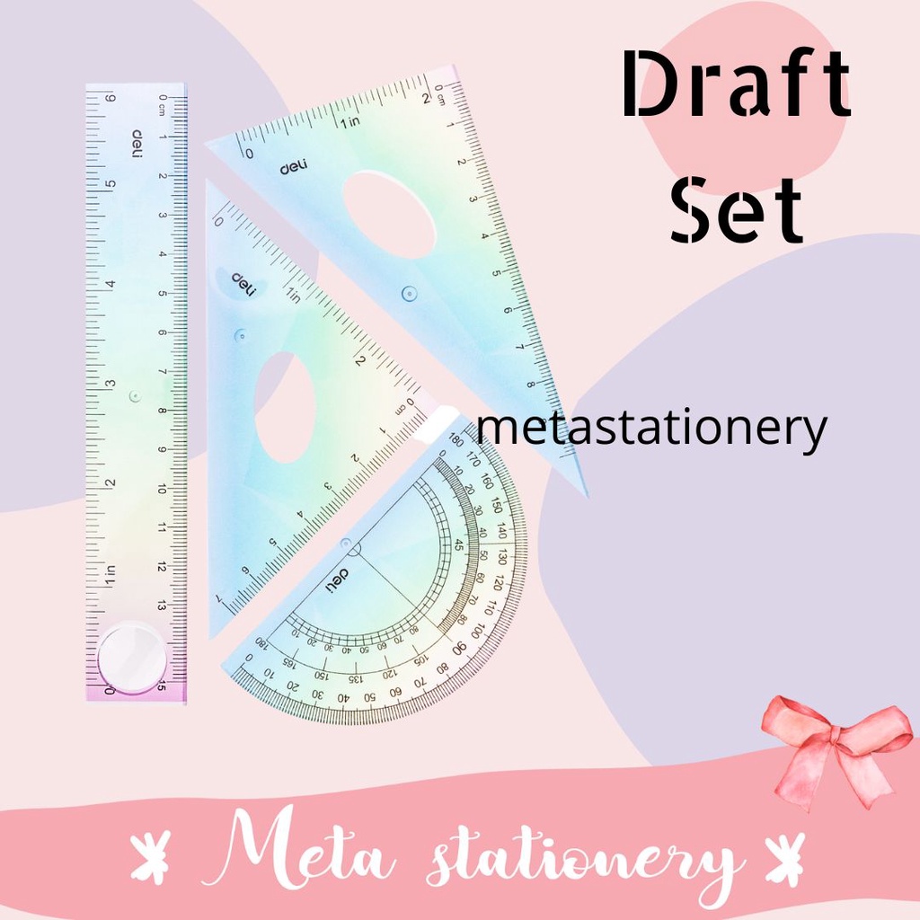 

Penggaris / Drafting Set Deli 4 in 1 Edition Rainbow
