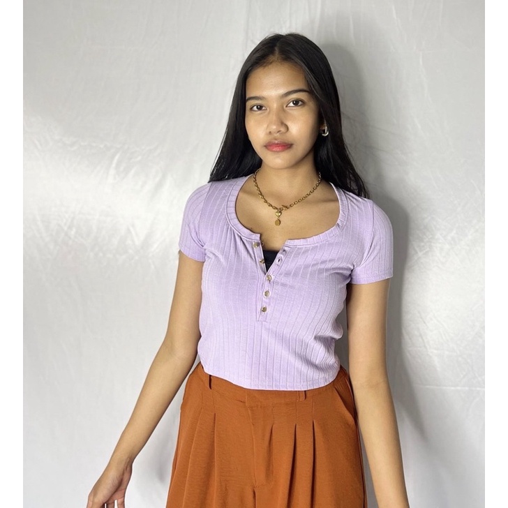 TOP CROP ALICE LILAC / ATASAN WANITA / BAJU WANITA