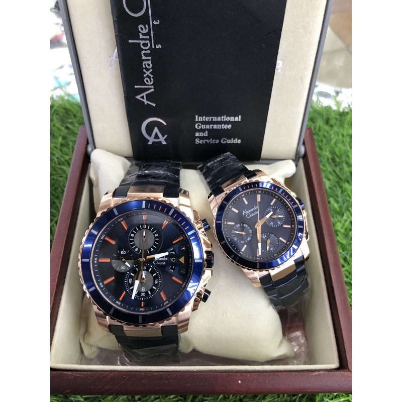 alexandre christie couple 6455mc/b biru rosegold