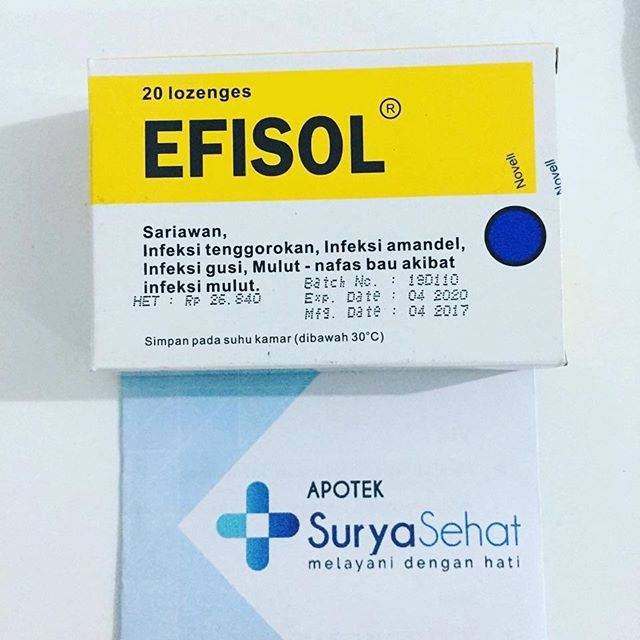 EFISOL C obat Radang Tenggorokan, Sariawan isi 20 Lozenges