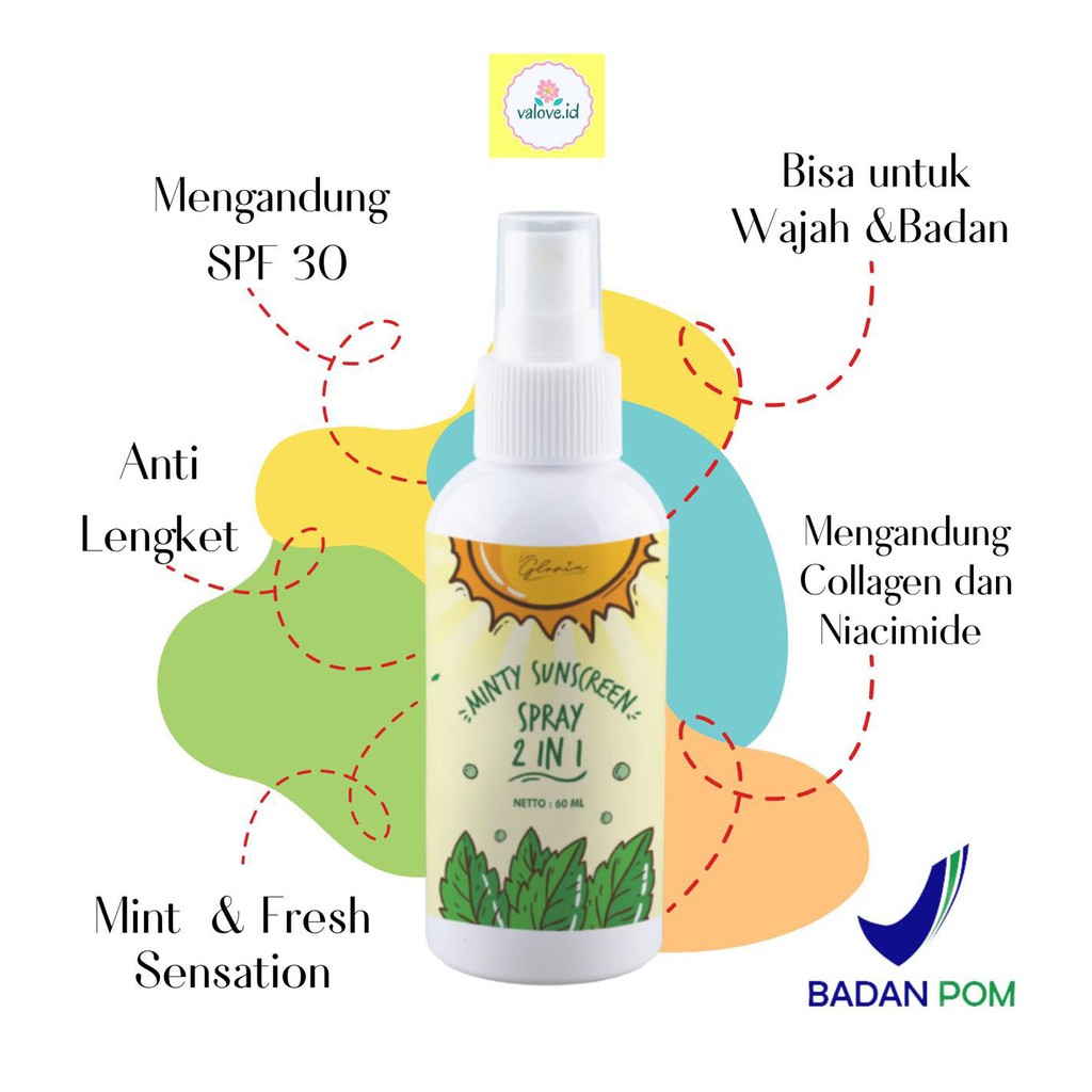 Minty Sunscreen Spray 2 in 1 Lea Gloria BPOM SPF 30